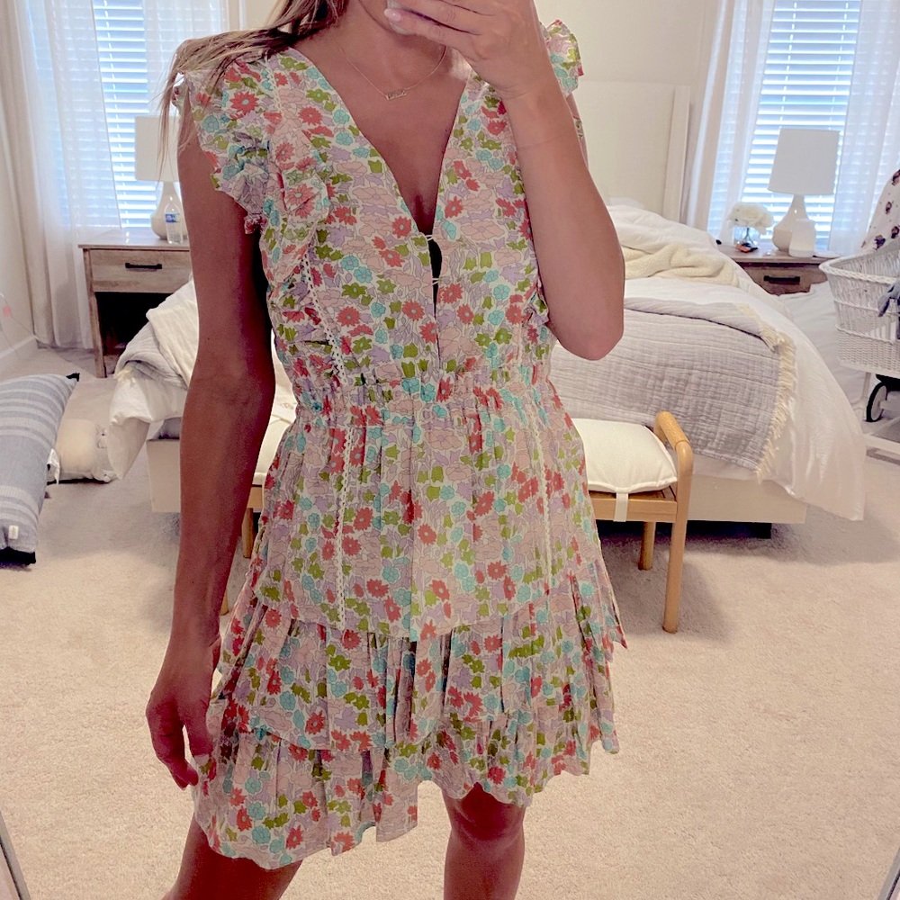 NWOT floral ruffle mini dress